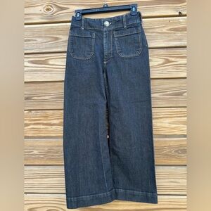 Anthropologie Maeve The Colette Cropped Wide Leg Dark Denim Jeans Size 25 Women